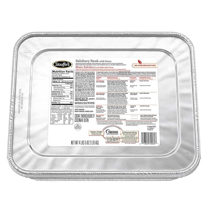 Nestle Stouffers Salisbury Steak with Gravy 69 Ounce -- 4 per case.