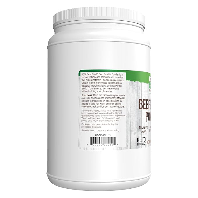 NOW Foods Beef Gelatin Powder Natural Thickening Agent Source of Protein 4-Pound