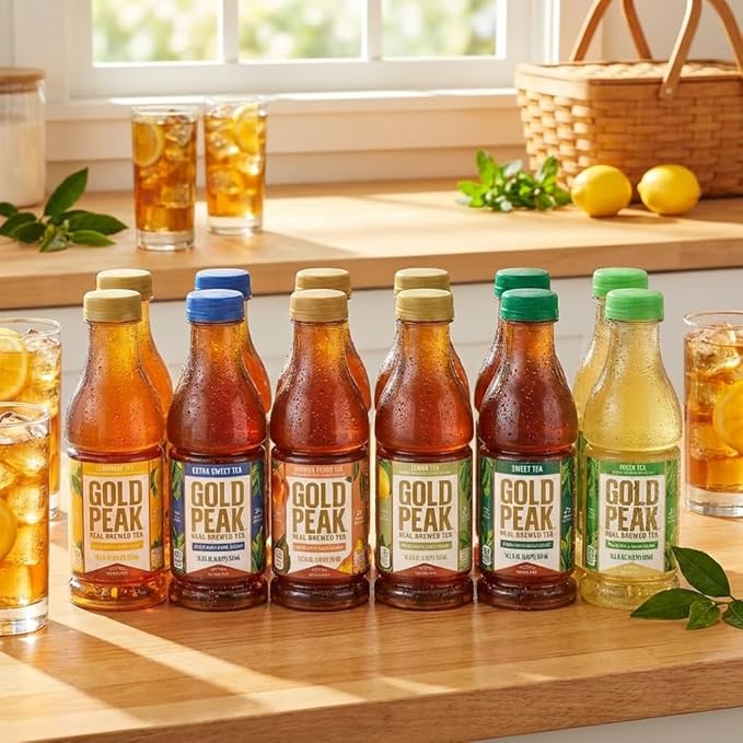 Gold Peak 10-Pack Variety Tea – 18.5 oz Bottles – Extra Sweet Georgia Peach Lemon Sweetened Sweet'd Black &amp Sweet Green – Ready-to-Drink Iced Tea Assortment