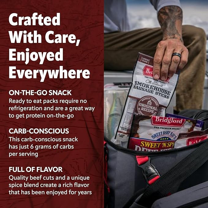 Bridgford Beef Snack Bites 4 oz Pack of 4 - Ready-to-Eat Snacks for On-The-Go Snacking - Gluten-Free Zero Carbs Meat Snacks for Adults - Keto Beef Snack Bites for Your Keto Diets