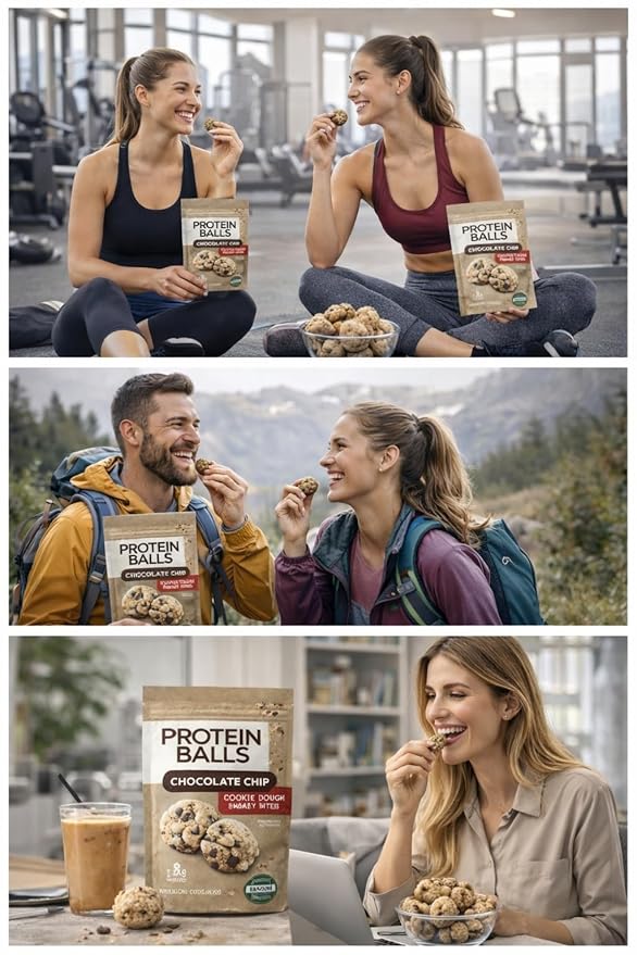 Protein Balls Cookie Dough Flavor - 8g Protein Energy Bites with Probiotics Gluten Free Healthy Snacks 14.4oz 2-Pack