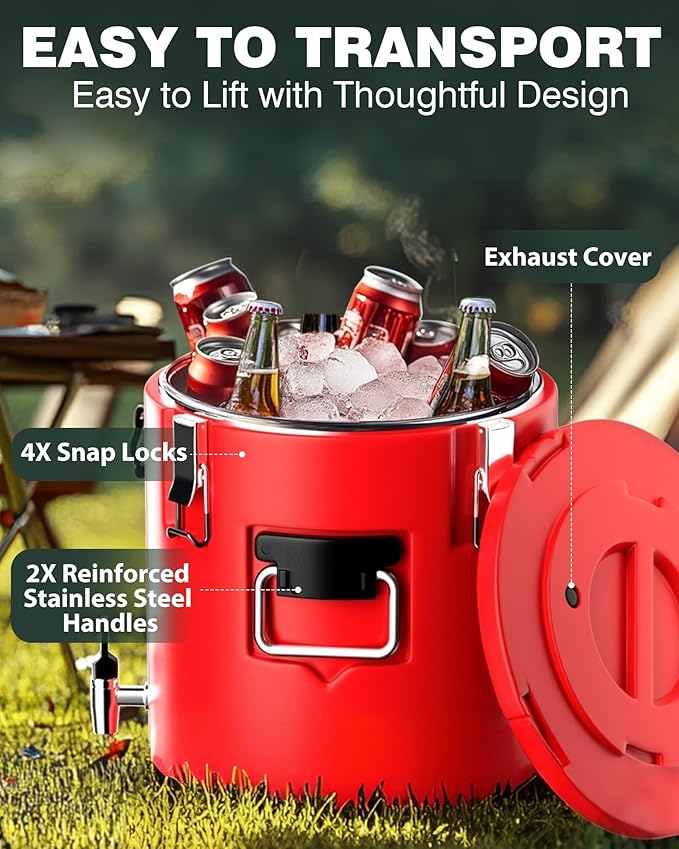 WantJoin Insulated Beverage Dispenser - 8 Gallon Hot and Cold Drink Container with 304 Stainless Steel Interior for Iced Coffee Juice Chocolate Tea Milk Restaurant Party Sports Camping