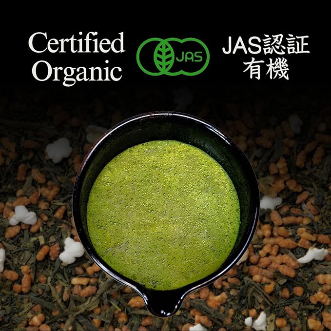 YEDOENSIS Genmaicha Powder - Organic Japanese Brown Rice Green Tea Powder JAS Certified Organic Vegan Gluten-Free (100g)