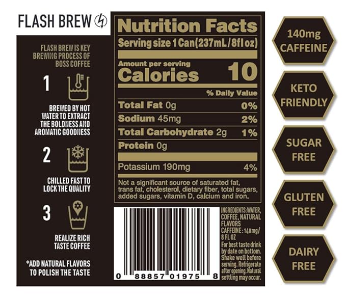 BOSS Coffee by Suntory - Japanese Flash Brew Original Black Coffee 8oz 12 Pack Imported from Japan Espresso Doubleshot Ready to Drink Keto Friendly Vegan No Sugar No Dairy