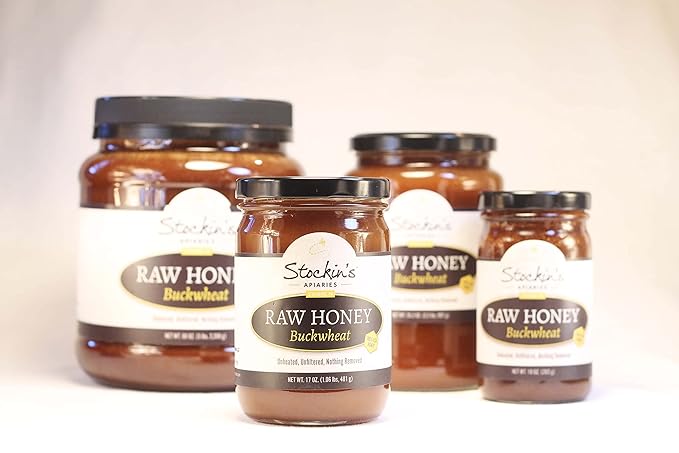 Stockin's Apiaries Raw Buckwheat Honey Unheated Unfiltered &amp Nutritious 17 Oz.