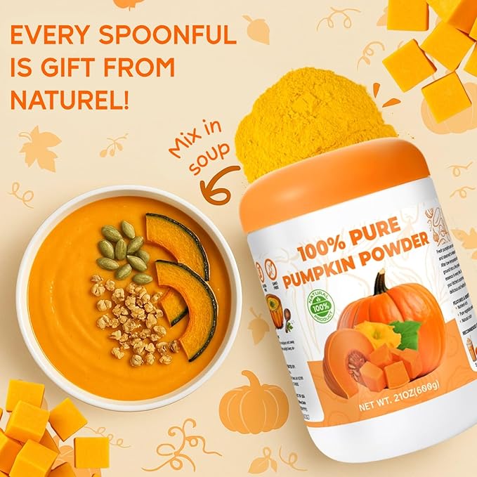 21OZ Natural Canned Pumpkin Powder - 100% Pure Vegetable Powder No Added Sugar &amp High in Fibre Pumpkin for Juice Smoothie Baking Pie Soup