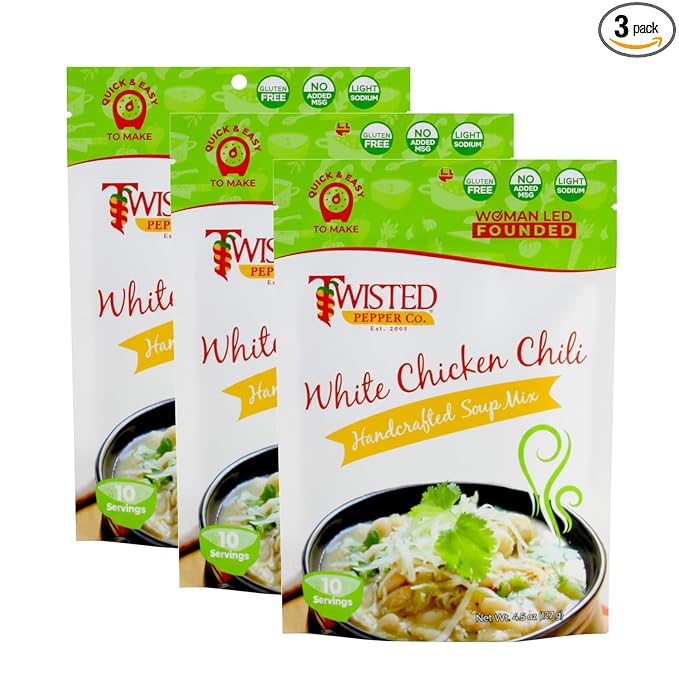 Twisted Pepper Co. White Chicken Chili Dry Soup Mix – Handcrafted Homestyle Soup – Hearty Creamy &amp Flavorful Comfort Meal Ready in 30 Minutes Serves 10 Add Green Chilies White Beans &amp Chi