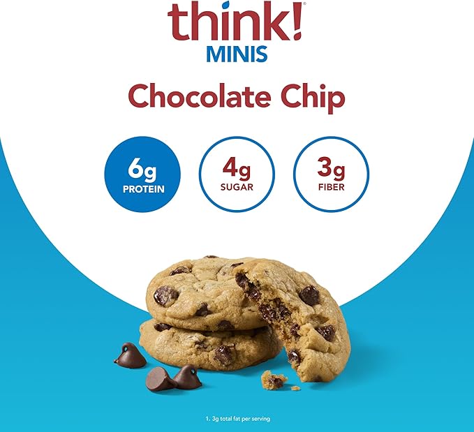 think! MINIS Protein Snack Bars Gluten Free Chocolate Chip 15 Count (Pack of 2)