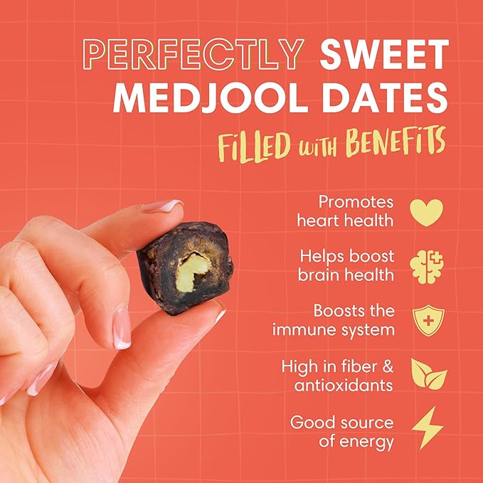 DORREL - Belgian Dark Chocolate Covered Dates (Medjool) with Walnuts Stuffing High Energy Vegan Choco Snack Delicious Kosher &amp Non-GMO Pack of 3 Stuffed Chocolate Dates 7.05 oz / 200 g Ea