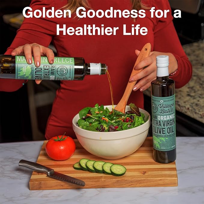 VILLAGE BATCH - AWARD WINNERS - KORONEIKI OLIVE OIL Greek Olive Oil ORGANIC COLD PRESSED OLIVE OIL Extra Virgin Olive Oil High In Polyphenols - Aceite De Oliva Extra Virgen - Olive Oil for Cooking Oil