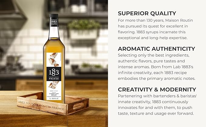 1883 Toasted Marshmallow Syrup for Drinks 1 Liter Glass Bottle