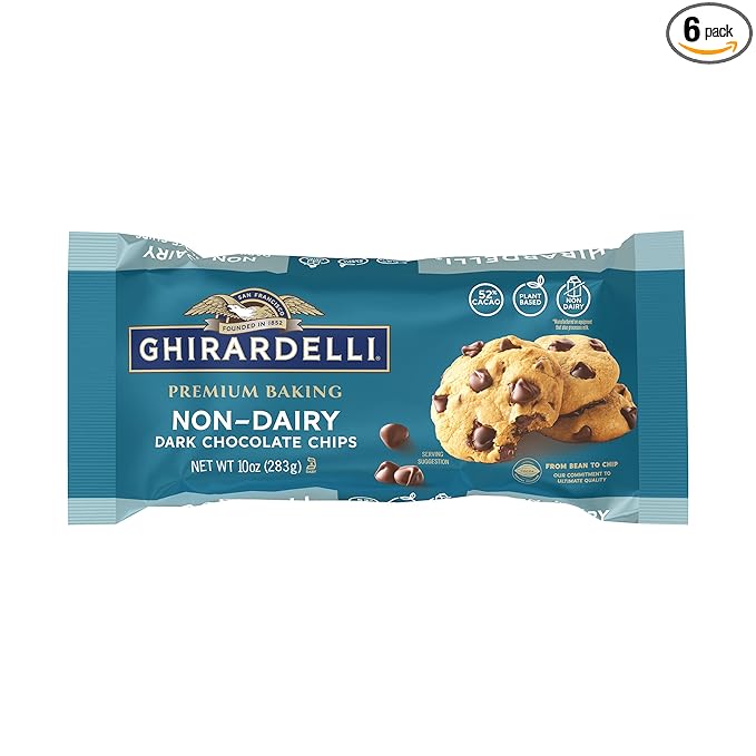 GHIRARDELLI Non-Dairy Dark Chocolate Chips for Baking Premium Baking Chips 10 OZ Bag (6 bags) (Pack of 6)
