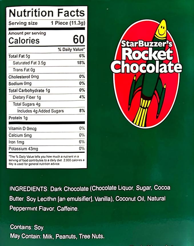 Rocket Chocolate Caffeinated Chocolate Truffles 30 Count (Dark Chocolate Mint)