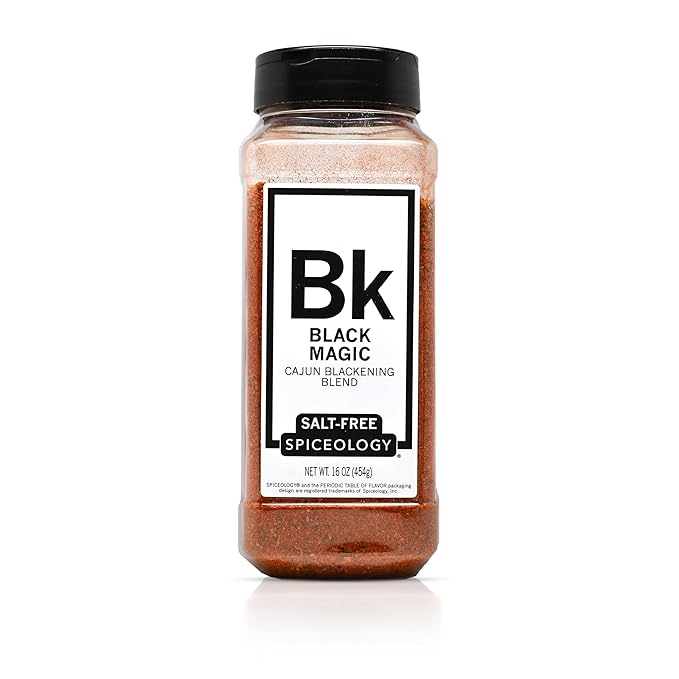Spiceology – Black Magic Salt-Free Cajun Blackening Seasoning – Bold &amp Savory Blackened Seasoning for Chicken Fish Turkey and More – Versatile Cajun Spice Blend &amp Dry Rub – 16 oz