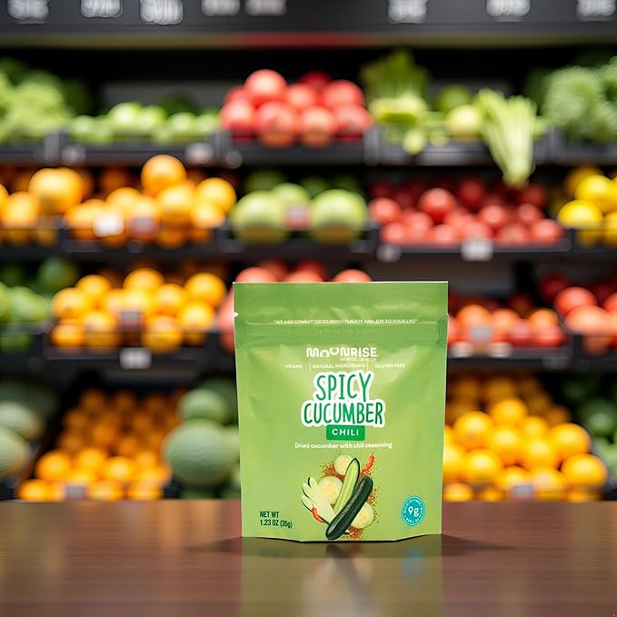 Moonrise Spicy Dried Cucumber | Chili-Lime Snack | Vegan | Gluten-Free | Low-Calorie | Only Natural Ingredients | (Pack of 6)