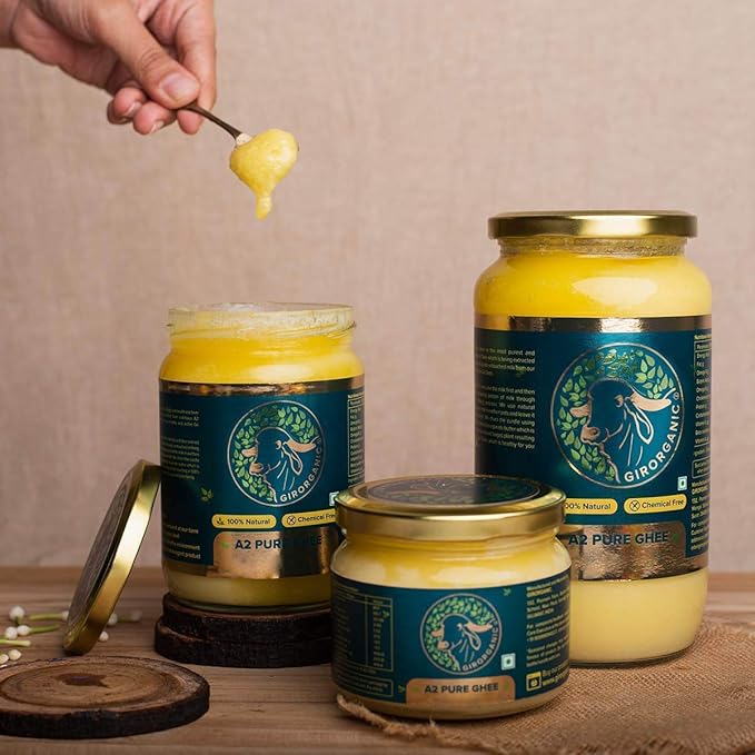 GirOrganic Grass Fed A2 Ghee | Clarified Butter (16 Oz) - Unsalted Gir Cow Ghee Butter - Organic Ghee Oil - Pasture Raised Lactose-Free 16 Oz