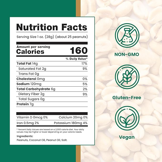 Hubs Peanuts Premium Salted Virginia Nuts Non-GMO Gluten Free Healthy Snacks - Irresistible Crunch &amp Flavored Peanuts - Made from Premium Ingredients - Vacuum-Sealed Tin - 2 Packs of 40 oz Cans