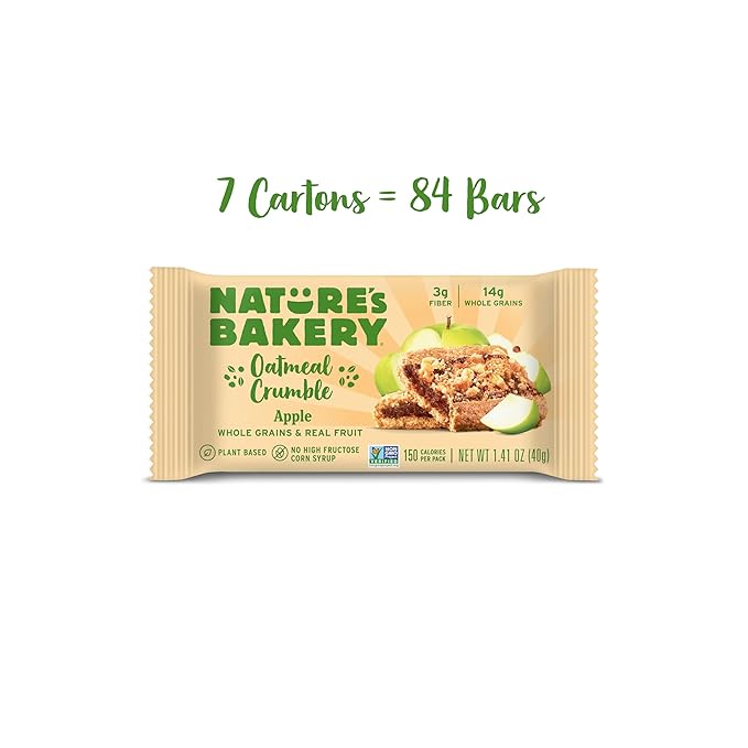 Nature's Bakery Nature’s Bakery Oatmeal Crumble Bars Apple Real Fruit Vegan Non-GMO Breakfast bar 7 boxes with 12 twin packs