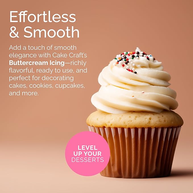 Cake Craft Buttercream Icing – 3.5 lb Tub | Ready-to-Use Frosting for Cakes Cupcakes Cookies &amp More | Super Smooth Texture | No Prep Required | Vanilla Flavor