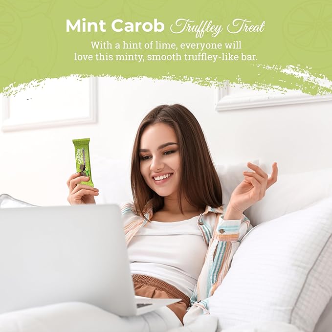 Missy J's Organic Carob Mint Truffley Treats 1.38 Oz 12 Pack Made w/Coconut Sugar Vegan Gluten and Caffeine Free Healthy Substitute for Chocolate Perfect for Snacks and Treats