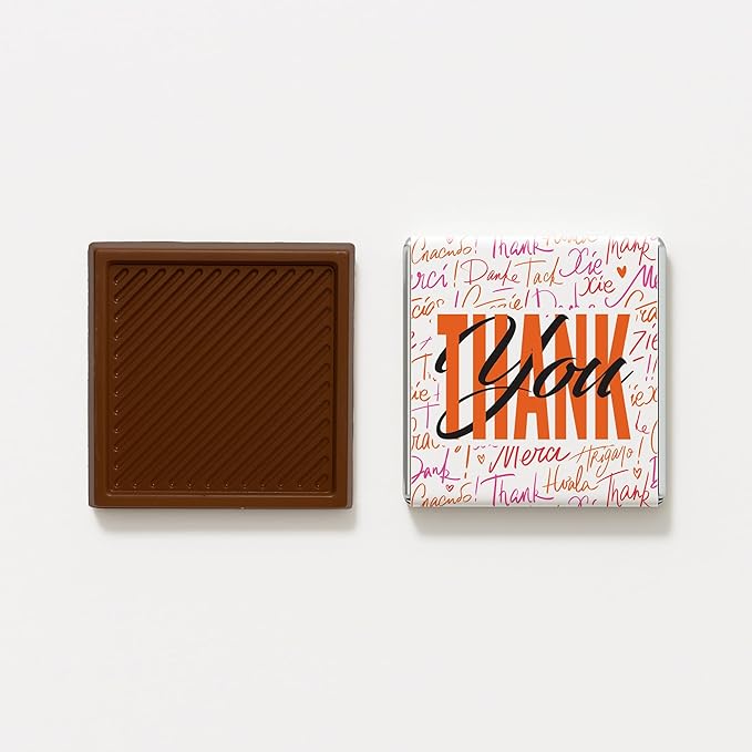 50 pcs Thank You Chocolates - Elegant Milk and Dark Chocolate Treats for Weddings Events Corporate Gifts and Special Occasions (dark) (Design 2 - dark)