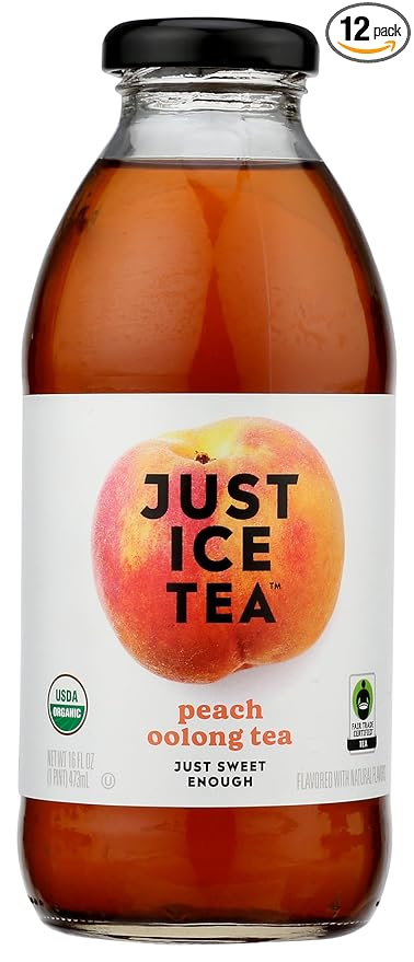 Eat The Change Just Ice Tea Organic Peach Oolong Tea Kosher 16 Fluid Ounces (Pack Of 12)