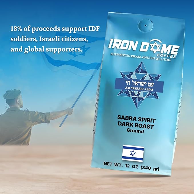 Iron Dome Coffee – Sabra Spirit Dark Roast Ground Coffee – Smooth and Balanced 12oz Bag – Freshly Roasted Ground Coffee – Inspired by the Warmth and Heritage of Jerusalem