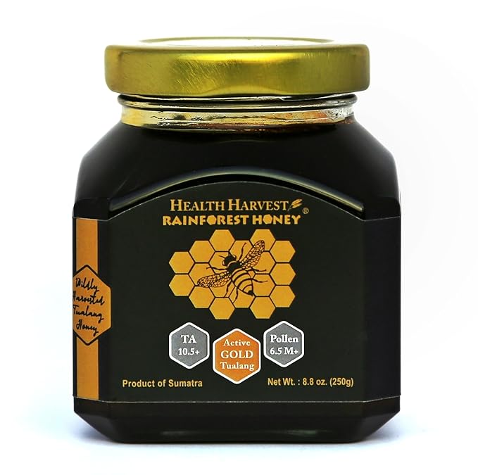 Premium Tualang Gold Honey 8.8oz (TA 10.5+ Pollen Count 6.5M+ Pollen Variety 200+) Supreme Choice for Rehabilitation Wild-ripening on 250ft Treetop Raw Unpasteurised Unfiltered