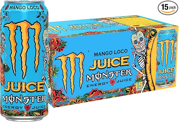 Monster Energy Juice Monster Mango Loco Energy Drink 16 Ounce | Energy + Juice Pack of 15