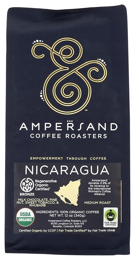 Ampersand Coffee Roasters Organic Nicaraguan Whole Bean Coffee 12 Oz