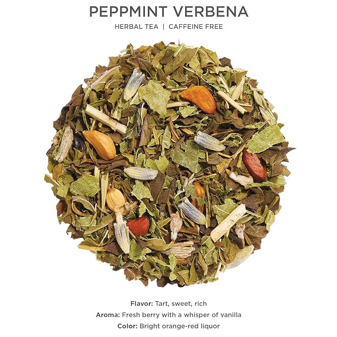 Tea Forte Peppermint Verbena Premium Loose Leaf Caffeine-Free Herbal Tea Blend Canister Makes 35-50 Cups