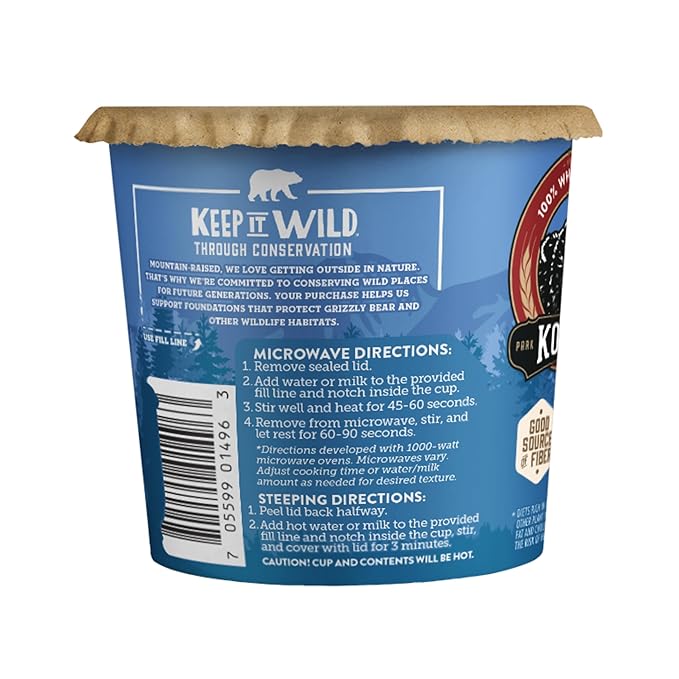 Kodiak Instant Oatmeal Cups Blueberries &amp Cream High Protein 100% Whole Grains (12 cups)
