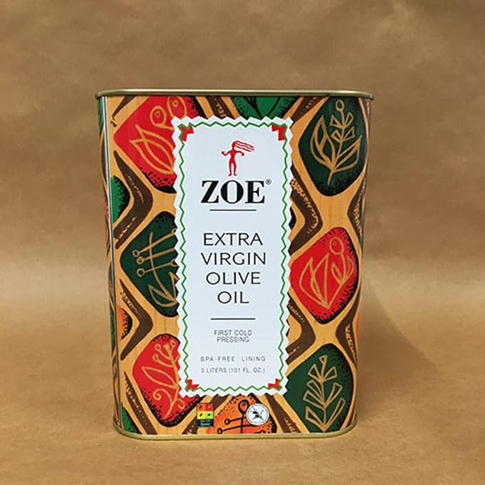 ZOE Extra Virgin Olive Oil 3L (101.4 fl oz) | Freshly Harvested First Cold-Pressed | High Polyphenol Hand-Selected Olives from Spain | Fruity Flavor Rich Aroma | BPA-Free Tin