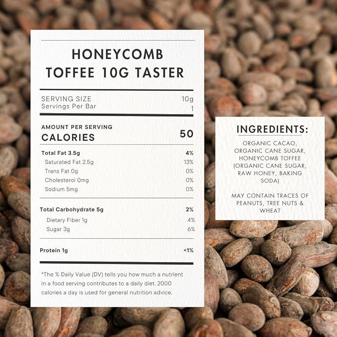 Ritual Chocolate 10-Pack 10g Honeycomb Toffee Taster | Artisan Dark Chocolate Bites with Honeycomb Toffee | Bean-to-Bar Sampler