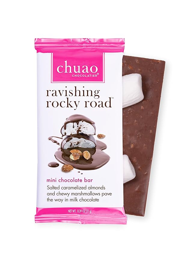 Chuao Chocolatier Ravishing Rocky Road Milk Chocolate Gourmet Mini Bars | For Gift Baskets Birthday Thank You Care Package | 20 Pack 0.39 oz Each