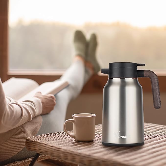 Vondior Coffee Carafe 35oz/1.0L - 24Hours Coffee Thermal- Insulated 304 Stainless Steel Hot Beverage Dispenser - Thermal Coffee Carafes For Keeping Hot/Cold Coffee Drink Dispenser for Parties