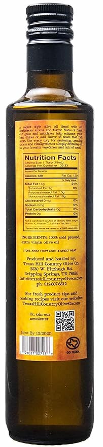 Texas Hill Country Olive Co Miller's Blend Extra Virgin Olive Oil - Cold Pressed EVOO Gourmet Olive Oil - Rich &amp Robust - Perfect for Dressing &amp Dipping - Award Winning &amp Made in Texas (16