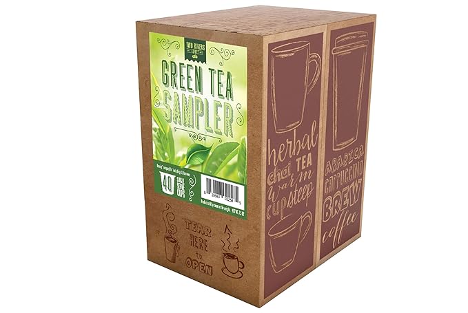 Two Rivers Assorted Tea Go Green Tea Pods Variety Sampler Pack for Keurig K Cup Brewers 40 Count