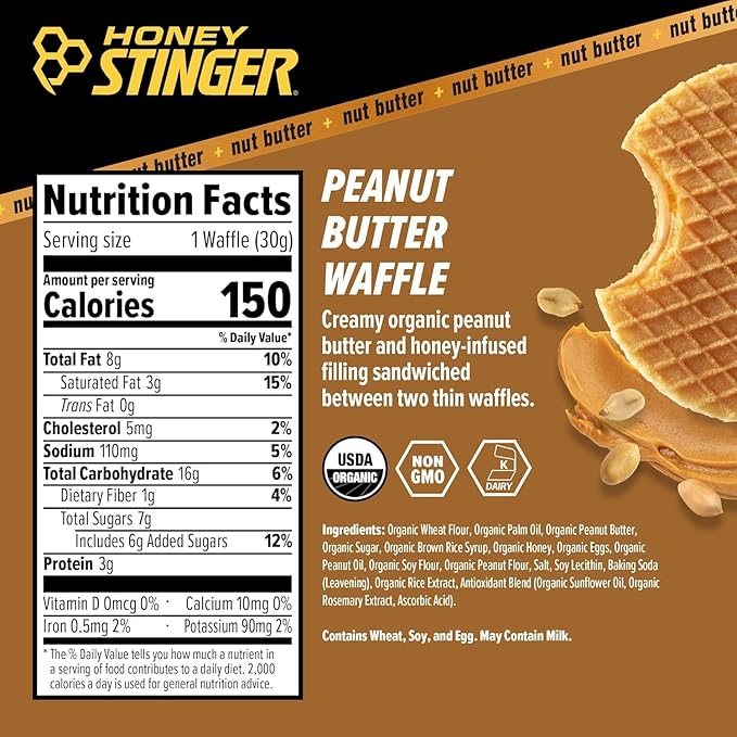 Honey Stinger Energy Waffle Variety Pack – 15 Count (3 Each: Honey Peanut Butter Cinnamon Salted Caramel Cookies &amp Cream) – Organic Honey Energy Snack for Sports Fitness Outdoor Activities &