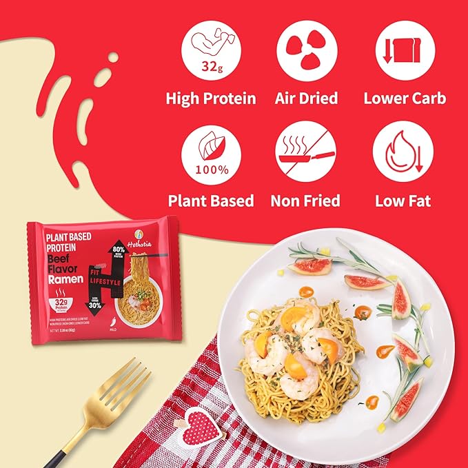 Hethstia Bundle – Konjac Fettuccine Noodles &amp High-Protein Spicy Beef Ramen 10 Shirataki Fettuccine Packs + 6 Protein Ramen Bags Vegan Plant-Based Non-GMO Low Fat Quick Healthy Meal Kit
