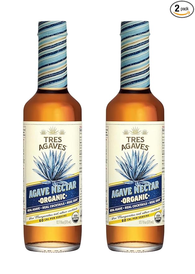 Tres Agaves Organic Agave Nectar for Cocktails – 100% Blue Agave Low Calorie Sweetener – Vegan Gluten-Free Non-GMO – 375mL Bottle (Nectar 2 Pack)