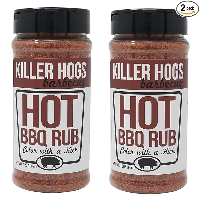 Killer Hogs Steak &amp Burger Seasoning – Championship BBQ Grill Rub for Beef Steaks Burgers and Chops – Savory Blend with Worcestershire &amp Garlic – Each 12 oz Shaker (2 Pack)