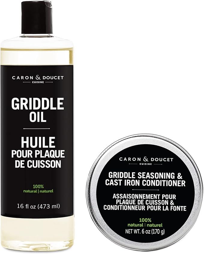 CARON &amp DOUCET - 100% Plant-Based Griddle Oil &amp Seasoning Set: Best For Maintaining Protecting &amp Conditioning Griddle!