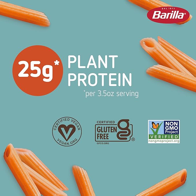 Barilla Red Lentil Penne Pasta 8.8 oz (Pack of 10) - Gluten Free Non GMO &amp Kosher - Plant Based Protein