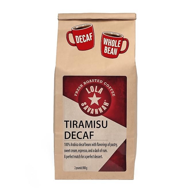 Lola Savannah Tiramisu Whole Bean Decaf Coffee 2lb - Light Roast 100% Arabica