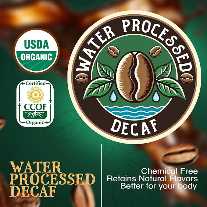 The Bean Organic Coffee Company Water Processed DECAF Vanilla Cinnamon Spice Medium Roast Ground Coffee 5-Pound Bag Café Molido Tostado Orgánico descafeinado