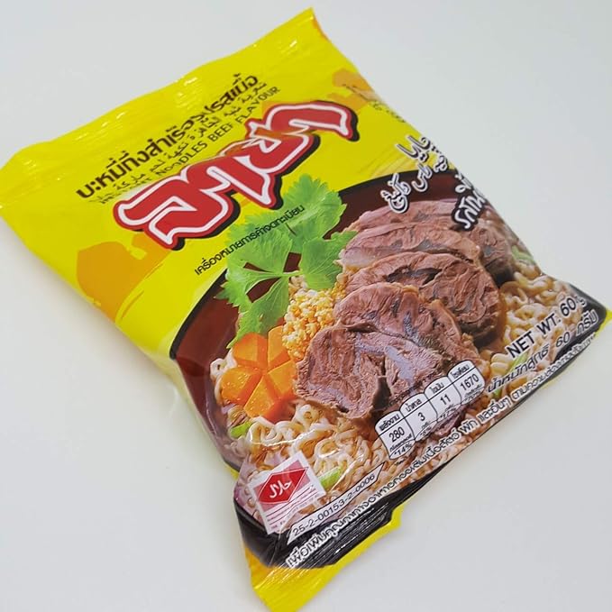 (60g. x 5 Packs) Beef Flavour Quick Cooking Thai Instant Noodles Soup Fest Halal