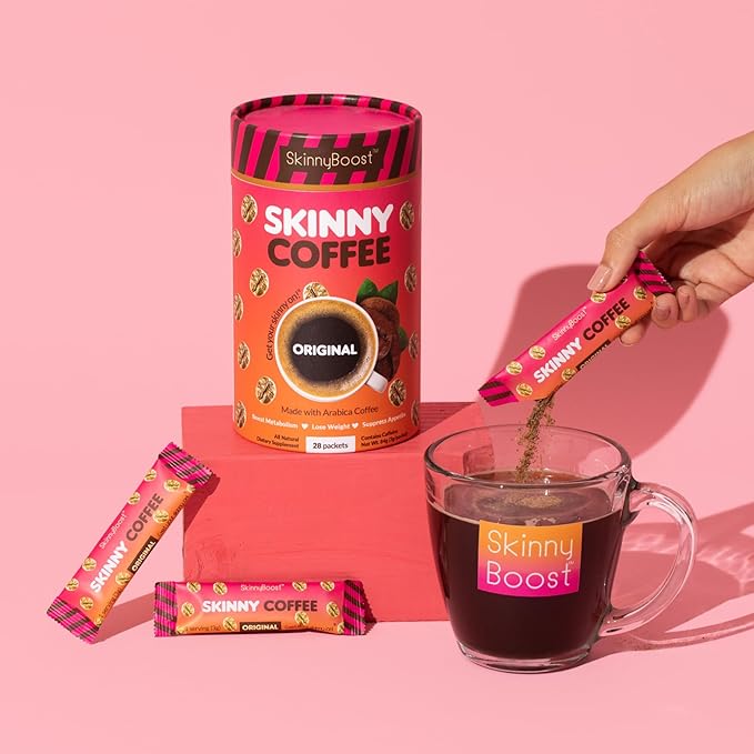 Skinny Boost 3 Pack Vanilla Instant Skinny Coffee Sticks with Free Tumbler-Premium Arabica Coffee All Natural Sugar Free Vegan &amp Paleo Friendly- 28 Per Container