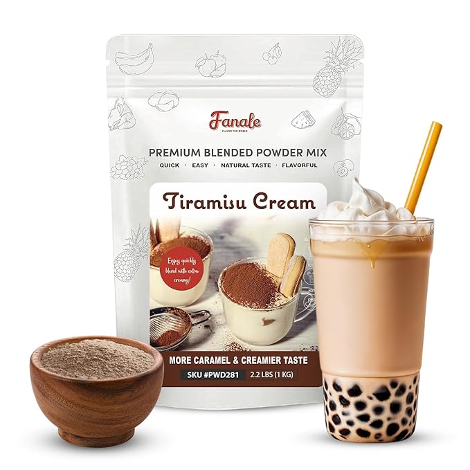 Fanale Premium Tiramisu Bubble Tea Flavoring Powder | Perfect for Baking Smoothies Desserts and Drinks | Instant Flavoring Powder for Boba Milk Tea- 2.2 Pounds (Pack of 20).