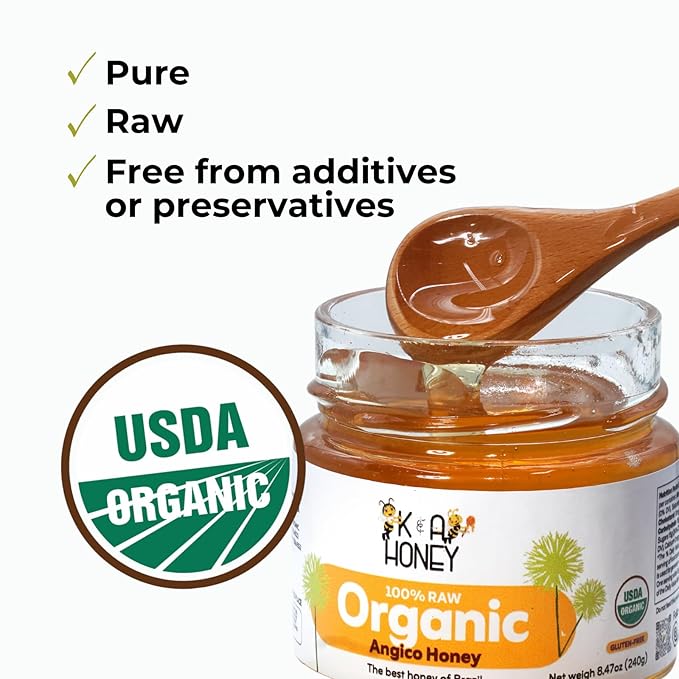 K&ampA HONEY Angico + Bracatinga Bundle | USDA Certified Organic | Superfood Honey Duo | Rich in Antioxidants &amp Natural Minerals | Raw | Premium | 8.47 oz Each